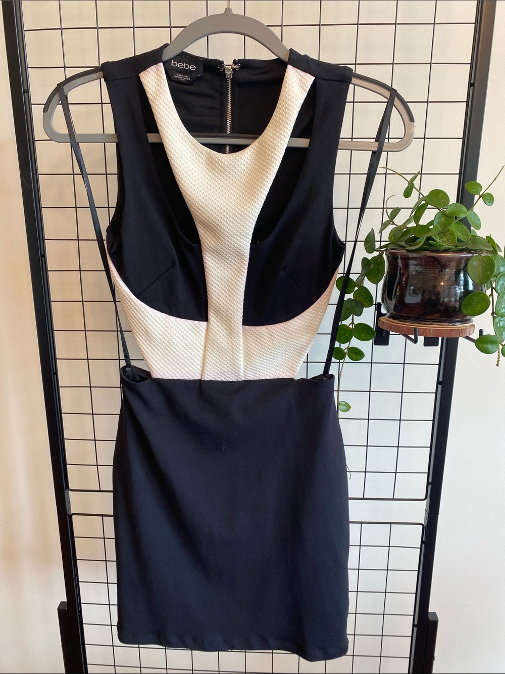 bebe Y2K Black and White Cutout Mini Dress xs